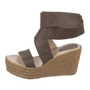 Chloé Brown Leather Wedge Espadrille Heels